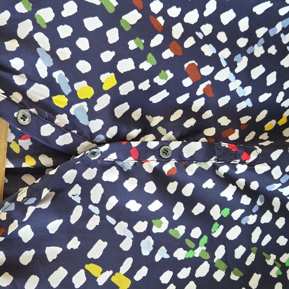 FRNCH Paris Womens Abstract Satin Button Up Henly Blouse Size X-Small - Picture 5 of 10